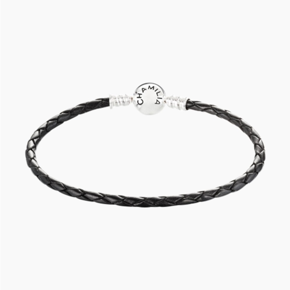Chamilia Medium Black Leather Braided Bracelet